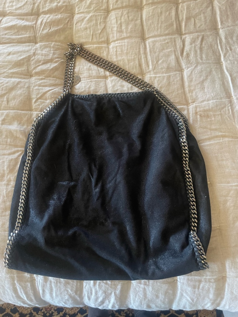 Stella McCartney Black Tote with Silver Chain Trim